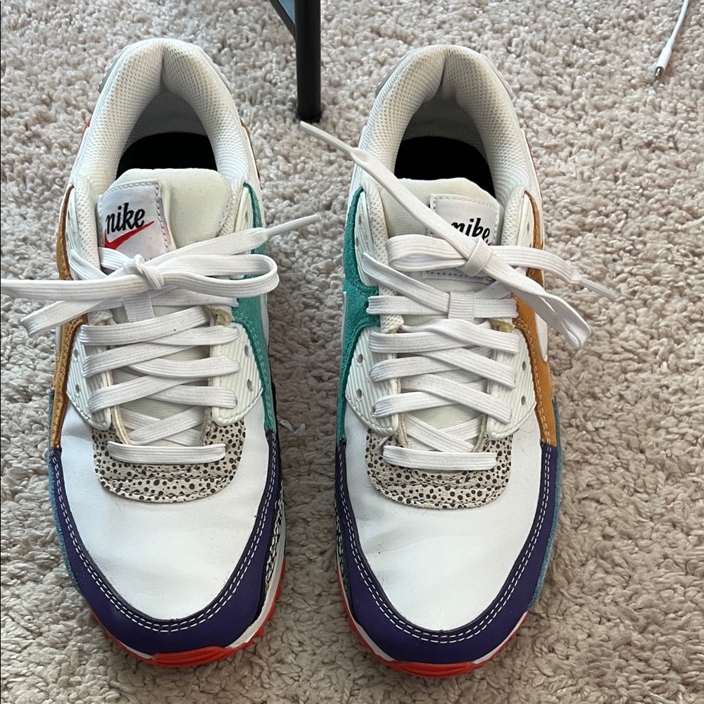 Nike White and Purple Sneakers with Colorful Accents